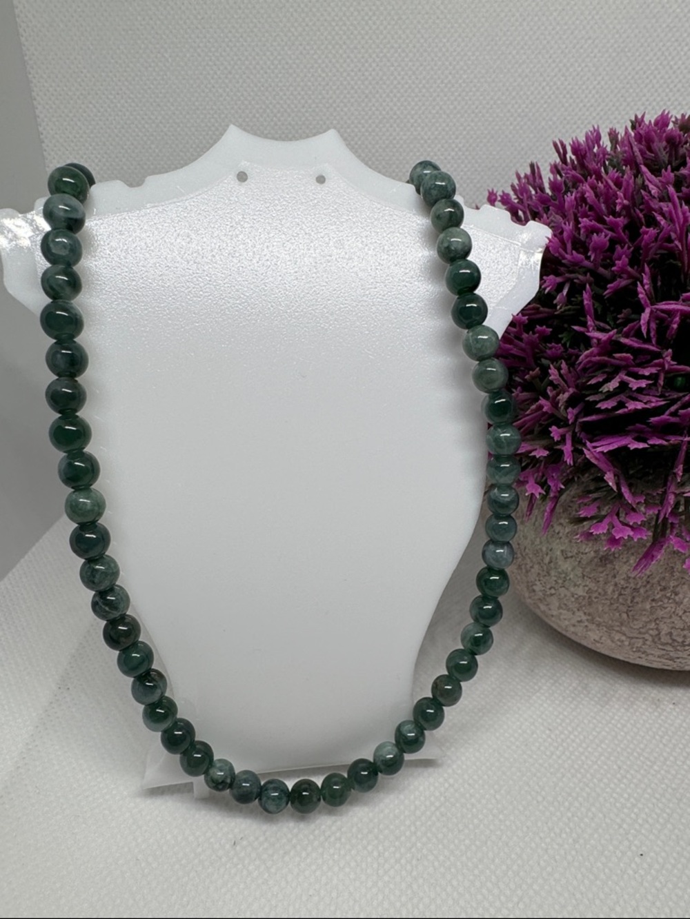 Natural Type A Jade 6.3mm Bead Necklace